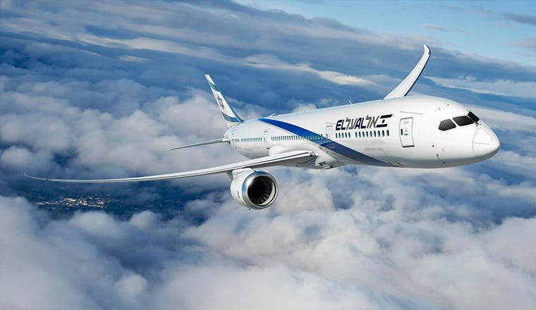 Aeroplane flying to Tel Aviv